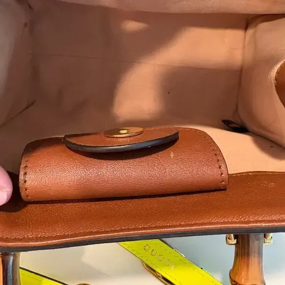 Gucci Diana Bamboo Handle Small Leather Crossbody Tote Bag Brown Small Mini - Picture 13 of 16